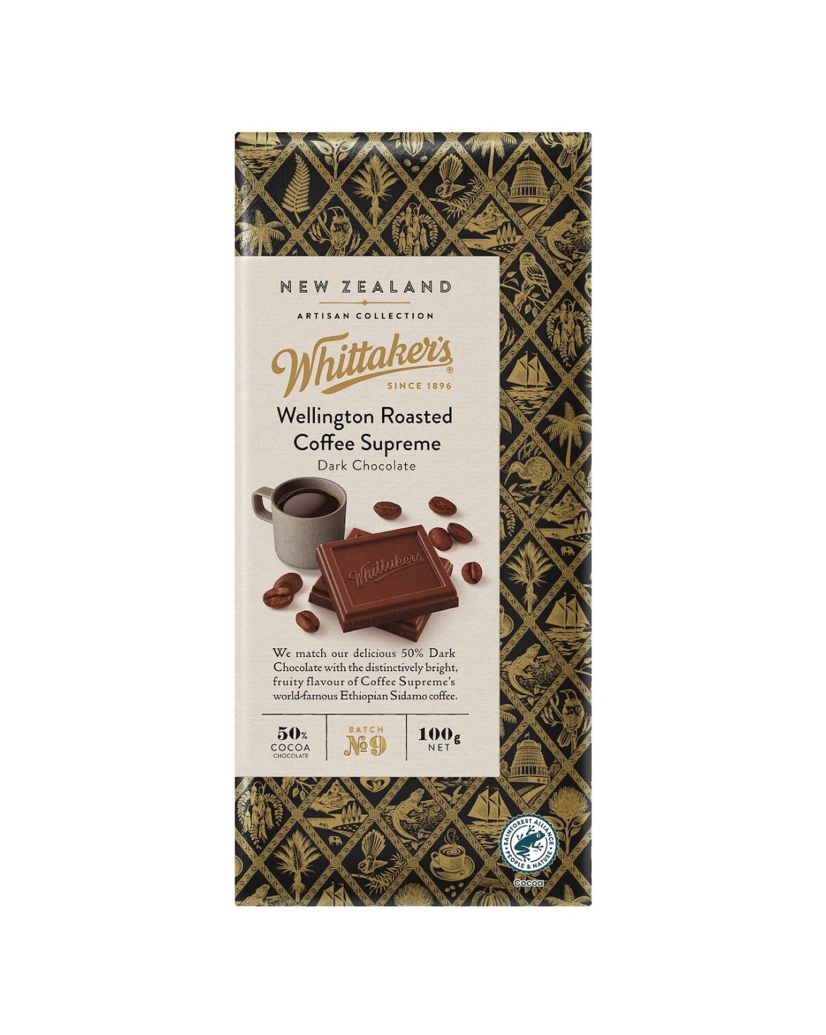 Whittaker's Wellington Roasted Coffee Supreme Dark Chocolate Block 100g